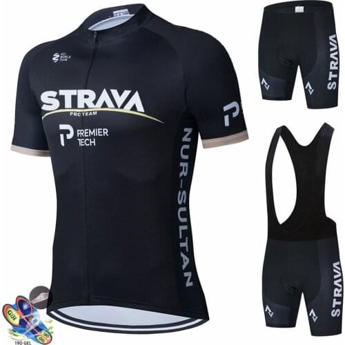 New Black Cycling Jersey Strava Summer Breathable Quick-drying Cycling Team Bike Jersey Ciclismo 19D Pad Shorts Bike Wear Set