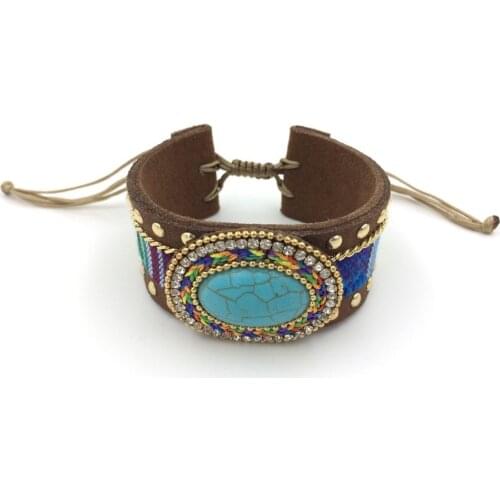 New European handcrafted Jewelry Suppliers bangles genuine leather punk bracelet for women girl Restoring ancient
