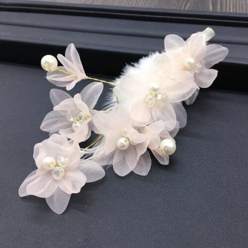 New White Pink Flower Hair Clips Hairgrips Bridal Hair Jewelry Wedding Hair Accessories Flower Barrettes Bride Accessories