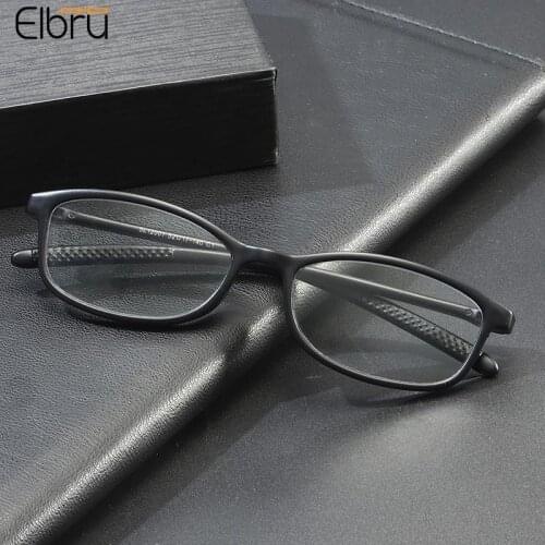 Elbru Reading Glasses Ultralight Anti Blue Rays Presbyopic Eyeglasses Small Square Black Prescription Glasses Goggle +100 to+400