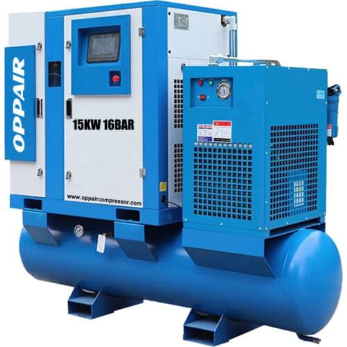OPPAIR Screw Type Air Compressor with Air Storage Tank Dryer used for Fiber Laser Cutting Machine 380v/50/60hz power 15kw16bar