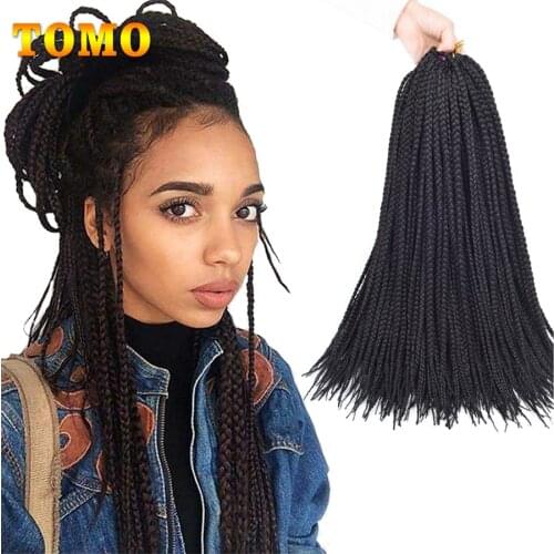 TOMO Medium Box Braids Hair Extensions For Women 14 18 22 Inch Long Synthetic Crochet Braiding Twist Braids 22 Strands/pack