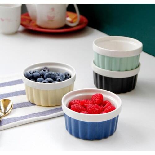 Durable Porcelain Baking Dish Ceramic Bowl for Souffle, Creme Brulee Black
