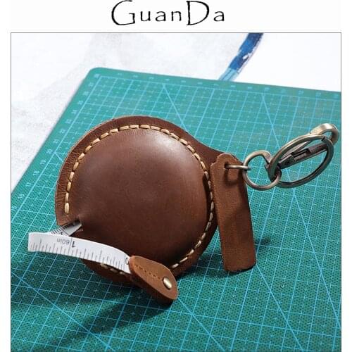Luxury Designer Leather Ruler Tape Measures Portable Handmade Round 150cm/60" Centimeter Inch Roll Office Sewing Measuring Tool