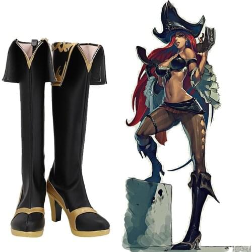 LOL the Bounty Hunter Miss Fortune Cosplay Boots High Heel Shoes Custom Made for Unisex