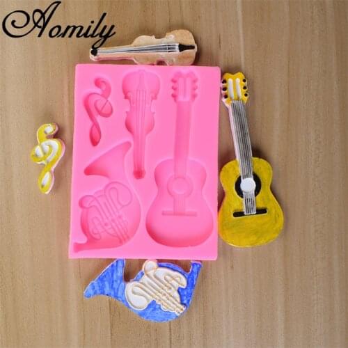 Aomily Guitar Shape Silicone Cake Mold Chocolate Mousse Jelly Candy Bakeware Mold Pastry Soap Mould Baking Tools for Cakes