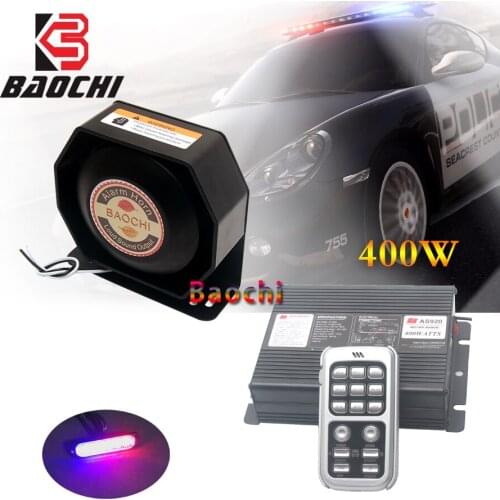 12V Auto Alarm Horn Loud Speaker 400W Police Siren Warning Tone Horn Electronic Megaphone MIC System for VW Toyota Honda Citroen