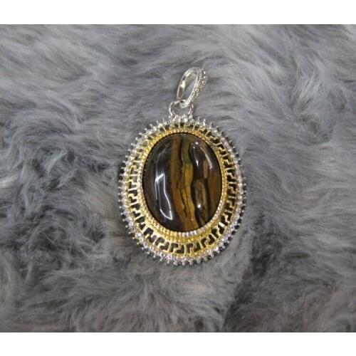 Tiger Eye Point Pendant Bead For Necklace Raw Crystal Stone Slice Natural Quartz Pendant