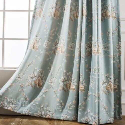 American Pastoral Style Floral Yarn-dyed Jacquard Curtains for Shading Living Room Bedroom Balcony Floor Curtains Custom