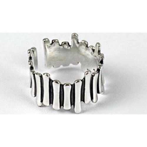 Real 925 Sterling Silver Fashion Irregular Personality Interval Strips Open Rings For Women Female Accessories Anillos SR242