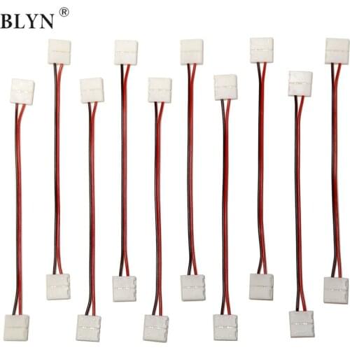 10PCS LED 5050 3528 Single Color LED Strip Light Connector 2 Pin Conductor 8mm 10mm Wide Strip to Strip Solderless Jumper