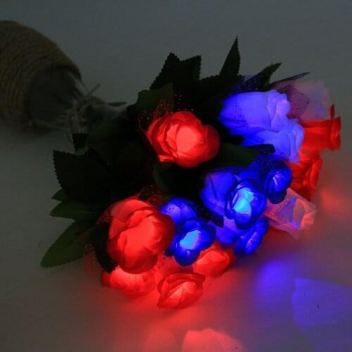 100pcs Light-up Flowers Toy Led Lighting Festival Flower Toy Gift Romantic Glowing Rose Flower for Wedding Supplies ZA4971