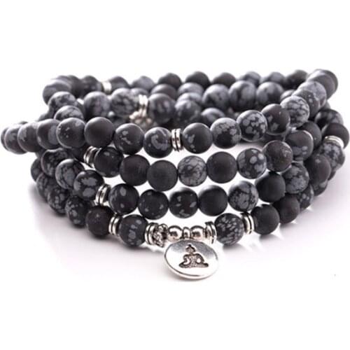 Alabaster 108 beads 8mm elastic adjustable stone Lotus life tree Buddha head OM Chakra Reiki agate Onyx Bracelet necklace fg3