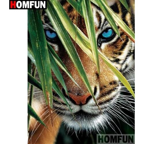 HOMFUN Diamond Painting Cross Stitch "Tiger animal" 5D DIY Diamond Embroidery Full Square/round Rhinestone Of Picture A30161