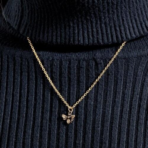 New Compact Simple Bee Lady Necklace classic Pendant Insect Charm Long short chain Accessories Woman Girl Christmas Jewelry Gift