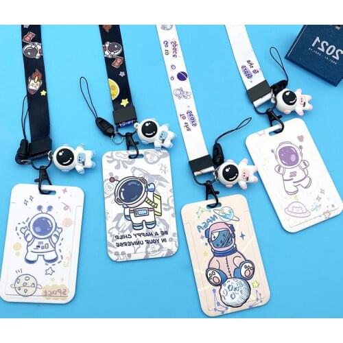 1PC Nurse Worker Work ID Card Cover Employee Business Bus Access Guard Card Holder Cute Cartoon Students Card Case with Lanyard
