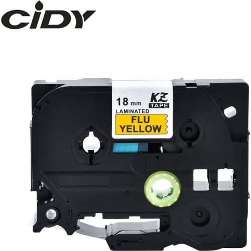 CIDY 10pcs Tze C41 Tz-C41 TZ C41 Tze-C41 P-Touch For Brother P-TOUCH Labels Compatible Black on Fluorescent Yellow Label Tape