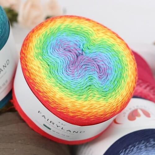 COOMAMUU Thin Rainbow Yarn 220G/ball Dyed Crochet Yarn Fashion Cotton Knitting Yarns Thread for DIY Cape Sweater