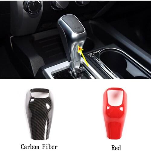 For Toyota Tundra 2014-2020 Car styling ABS Carbon Fiber Texture/Red Car Gear Shift Head Cover Stickers Car Accessories