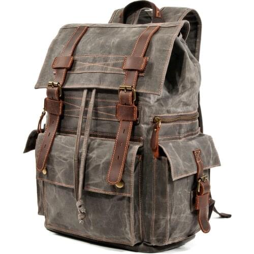 High Quality Canvas Leather Unisex Backpacks Large Capacity Waterproof Vintage Rucksacks Retro School Bags Teenager