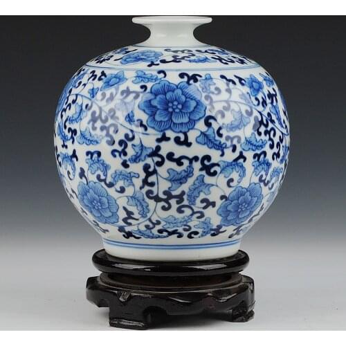 Ceramics blue and white porcelain glaze pomegranate vase decoration fashion home decoration crafts