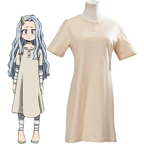 Anime My Hero Academia Season 4 Eri Cosplay Costume Boku no Hero Cosplay Party Dress With Gray Long Wig