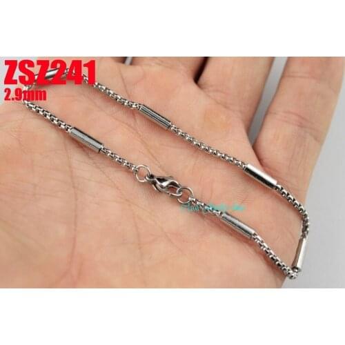 Round box chain add 2.9mm barrel stainless steel brace lace fashion bracelet punk jewelry 20pcs ZSZ241