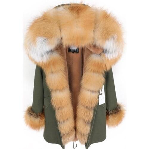 Maomaokong New Fox Fur Big Fur Collar Fur Plus Velvet Thickening Medium and Long Section Parker Womens Jacket Winter