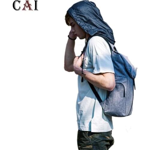2020 multi-function unisex with hats Travel Outdoor Waterproof backpack bucket shoulder bags hooded flap 15.6 inches school bag