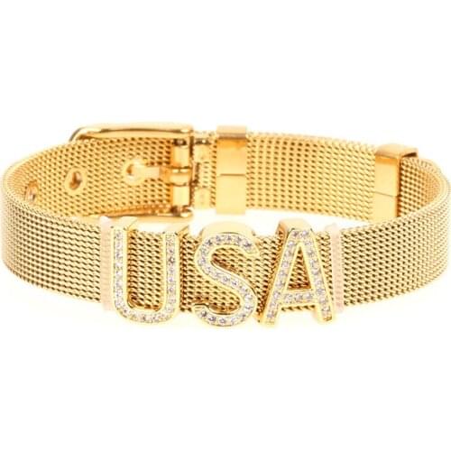 Fashion High Quality USA Letter Bracelet Stainless Steel Watchband Bracelets For Men & Women Wholesale / Drop Shipping