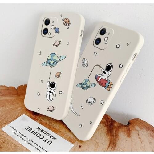 Planet Square Soft Case For iPhone 12 Pro Max Mini 11 Pro Max X XR XS MAX SE2020 8 7 6 6S Plus Liquid Silicone Phone Cover Case