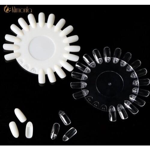 20Pcs False Nail Showing Tips Nature Clear Removable Oval Nail Art Display Practice Insert Color Card Manicure Design Tools