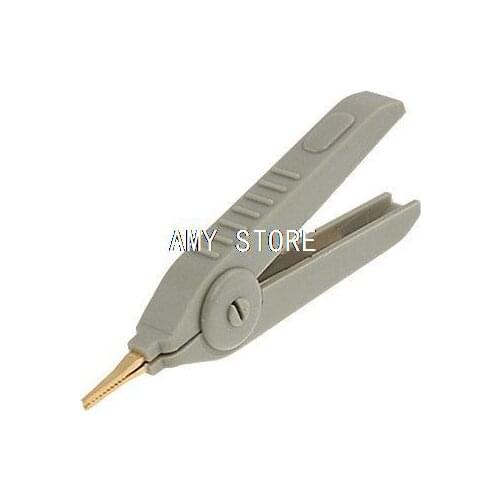 Nonslip Handle Battery Test Clip Pointed Mouth Alligator Clamp Gray