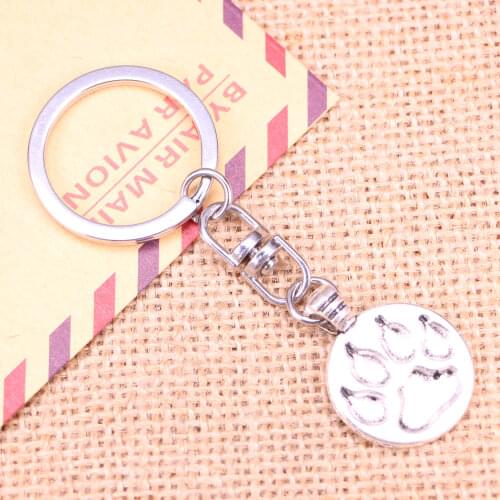 New Fashion Keychain 21mm bear paw Pendants DIY Men Jewelry Car Key Chain Ring Holder Souvenir For Gift