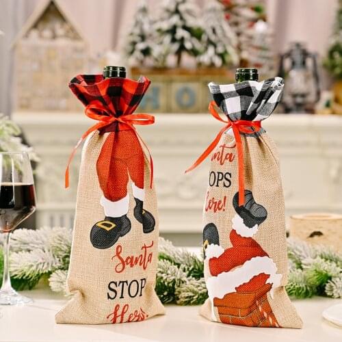 Newest Arrival Christmas Decoration Wine Bottle Bag Funny Santa Claus Tableware Festival Accessory