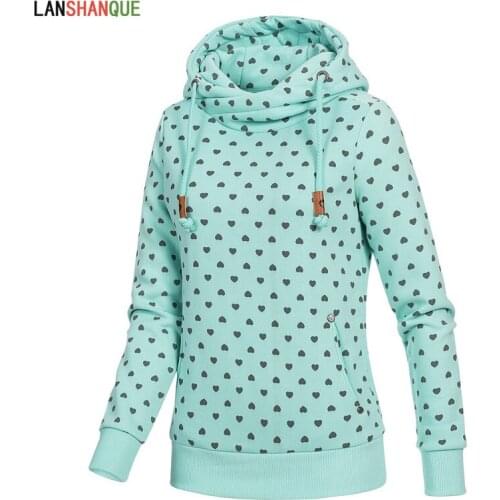 LANSHANQUE Autumn long-sleeved print loose hooded S-5XL plus size hoodies Harajuku women pullover tracksuit