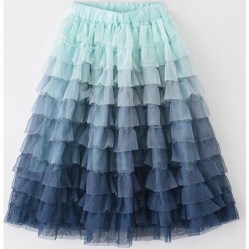 Girls Pleated Skirts Kids Cake Tutu Skirt patchwork Colorful Tutu Skirt Toddler Girl Dance Party Skirts new year Blue skirt