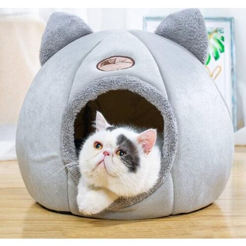 Pet Mats Semi-Enclosed Cat Kennel Short Plush Filling Breathable Round Doghouse Cushion Mat For Dogs Cats Sleeping