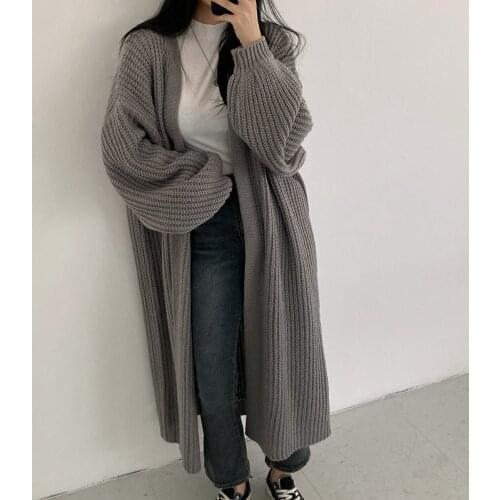 Casual Women Cardigan Long Vintage Loose Knitted Coats Sweater Ladies Oversized Long Sleeve Cardigans Sweaters Winter Outerwear