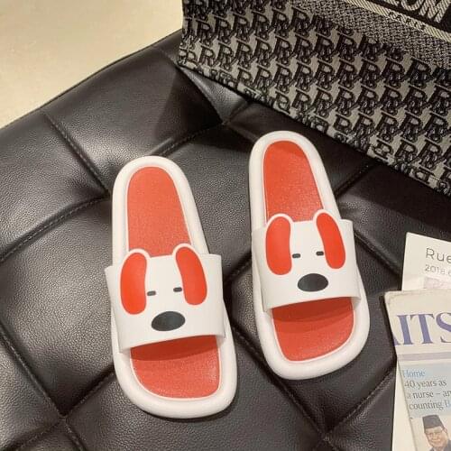 Cartoon Slippers Summer Indoor Non-Slip Slippers Women Men EVA Home Flat Shoes Female Male Solid Color Lovely Sandals