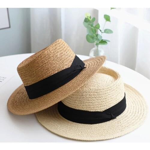 2021 Summer New Womens Sun Hat Bucket cap Travel vacation Beach hat Flat top Panama soft Straw Hat Beach Caps fashion hat