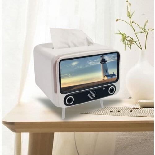 Cute Nordic Style Retro Phone Holder TV Tissue Box Multifunctional Bracket Creative Tissue Box Bedroom Decor Lazy Phone Holder