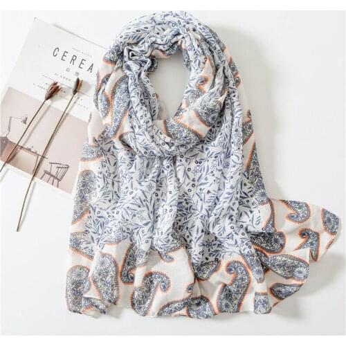 Spring Soft Paisley Hijab Scarf for Women Stylish Patchwork Viscose Shawl Design Neck Scarf [6618]