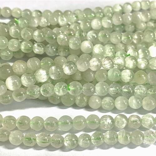 Veemake Green Kunzite Spodumene Natural Crystal Charms Gemstones Necklace Bracelets Earrings Round Beads For Jewelry Making07149