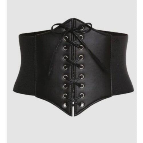 Womens Black with Rubber Corset Thick Belt Women 'S Trend 2021 Corset