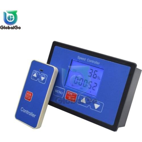 LCD Smart Digital Display 0~100% Tachometer Adjustable 30A PWM DC Motor Speed Controller Timing Remote Control
