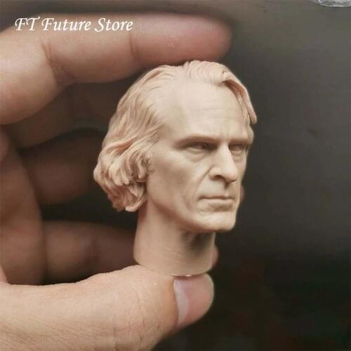 1:6 Scale Unpainted Head Carving Joaquin Phoenix PVC Joker Clown Head Sculpt Toy Model for 12 inches Body In Stock Collectible