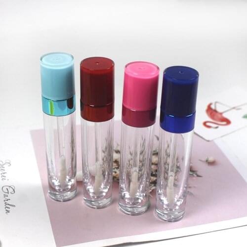 1pcs 8ml Cosmetic Lip Gloss Empty Tubes Clear Plastic Red Blue Lid Lipgloss Container Packaging