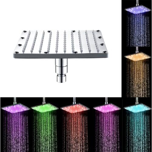 1pc Top Shower LED Color Changing Rainfall Top Spray 6-inch Ceiling Shower Head, Colorful, Automatic Changing
