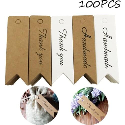 100pcs Packaging Tags Handmade Hang Tag Garment Tags Candle Soap Plaster Gift Labels Kraft Paper Gift Display Packing Label Card